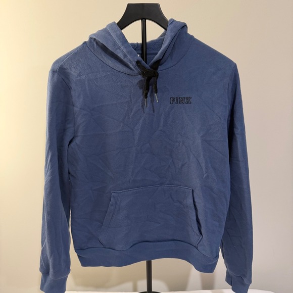 PINK Victoria's Secret Tops - Victorias Secret PINK Blue Pullover Hoodie Sweatshirt Small Logo Kangaroo Pocket